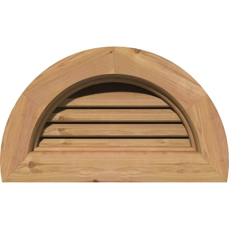 Ekena Millwork Half Round Gable Vent Functional, Western Red Cedar Gable Vent w/Brick Mould Face Frame, 22"W x 11"H GVWHR22X1100SFUWR
